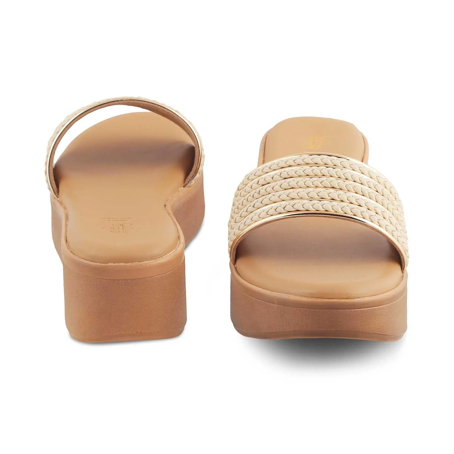 The Andiamo Beige Women's Platform Wedge Sandals Tresmode