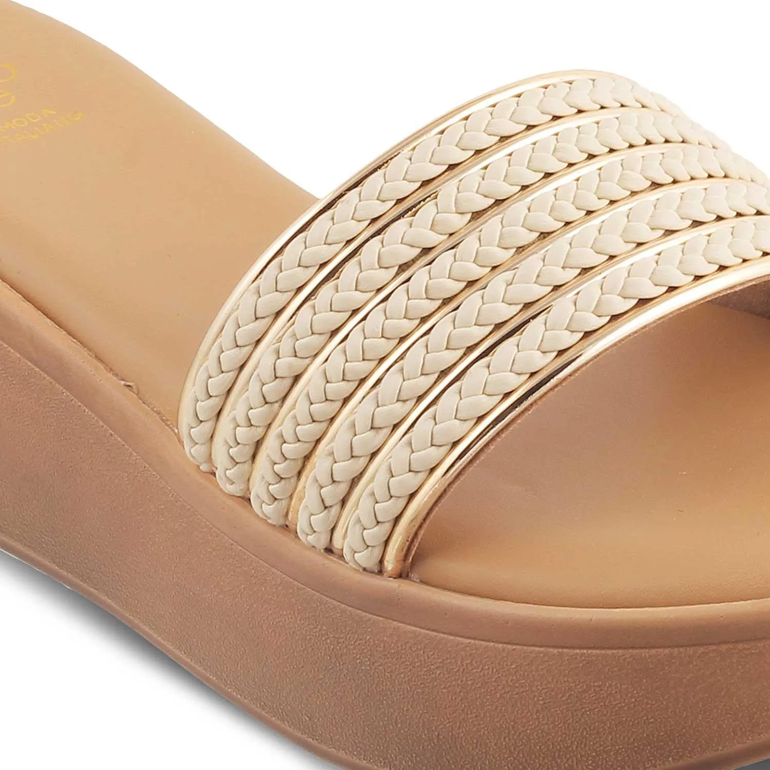 The Andiamo Beige Women's Platform Wedge Sandals Tresmode