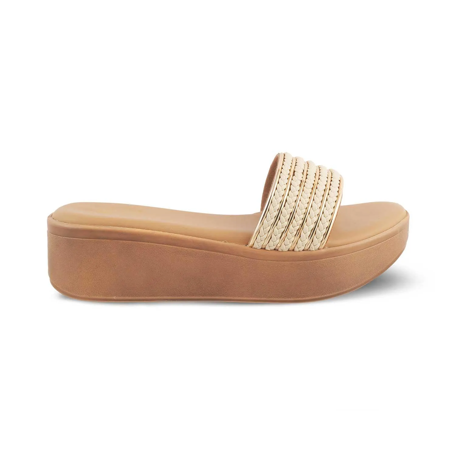 The Andiamo Beige Women's Platform Wedge Sandals Tresmode