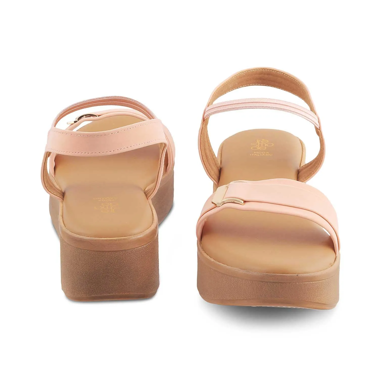 The Caen Pink Women's Platform Wedge Sandals Tresmode