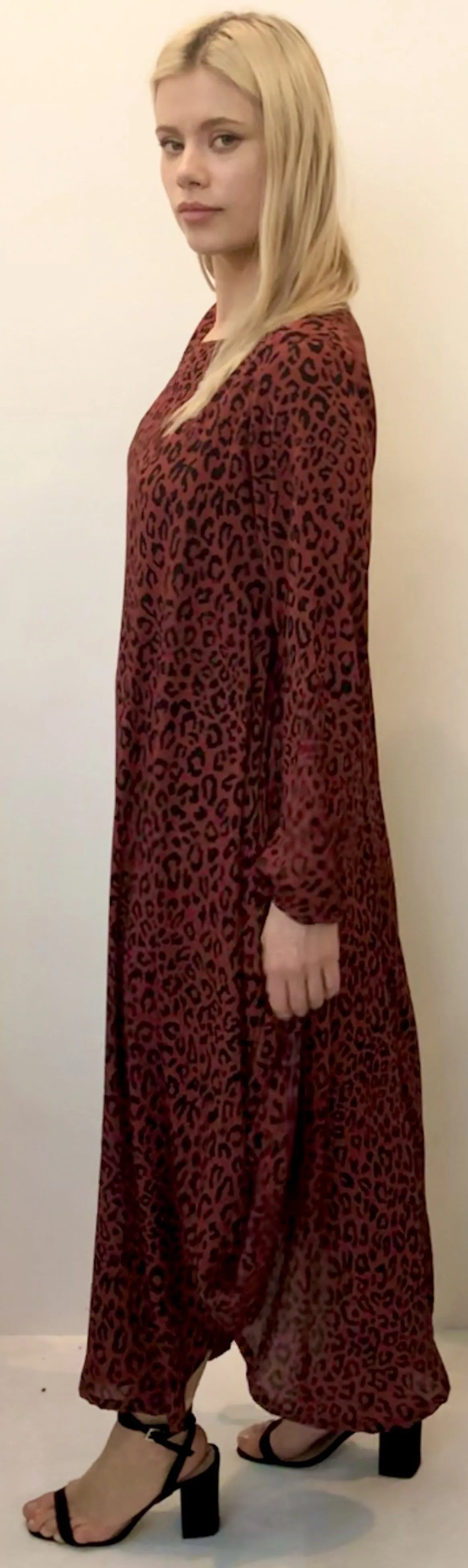 The Oversized Dress - Maroon Animal