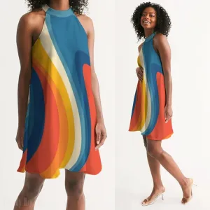Vintage Dress Style, Groovy 70s Style dress, Hippie Dress, Retro Dress, Disco Dress, Stripe Dress, 70s inspired dress, Blue Orange Dress