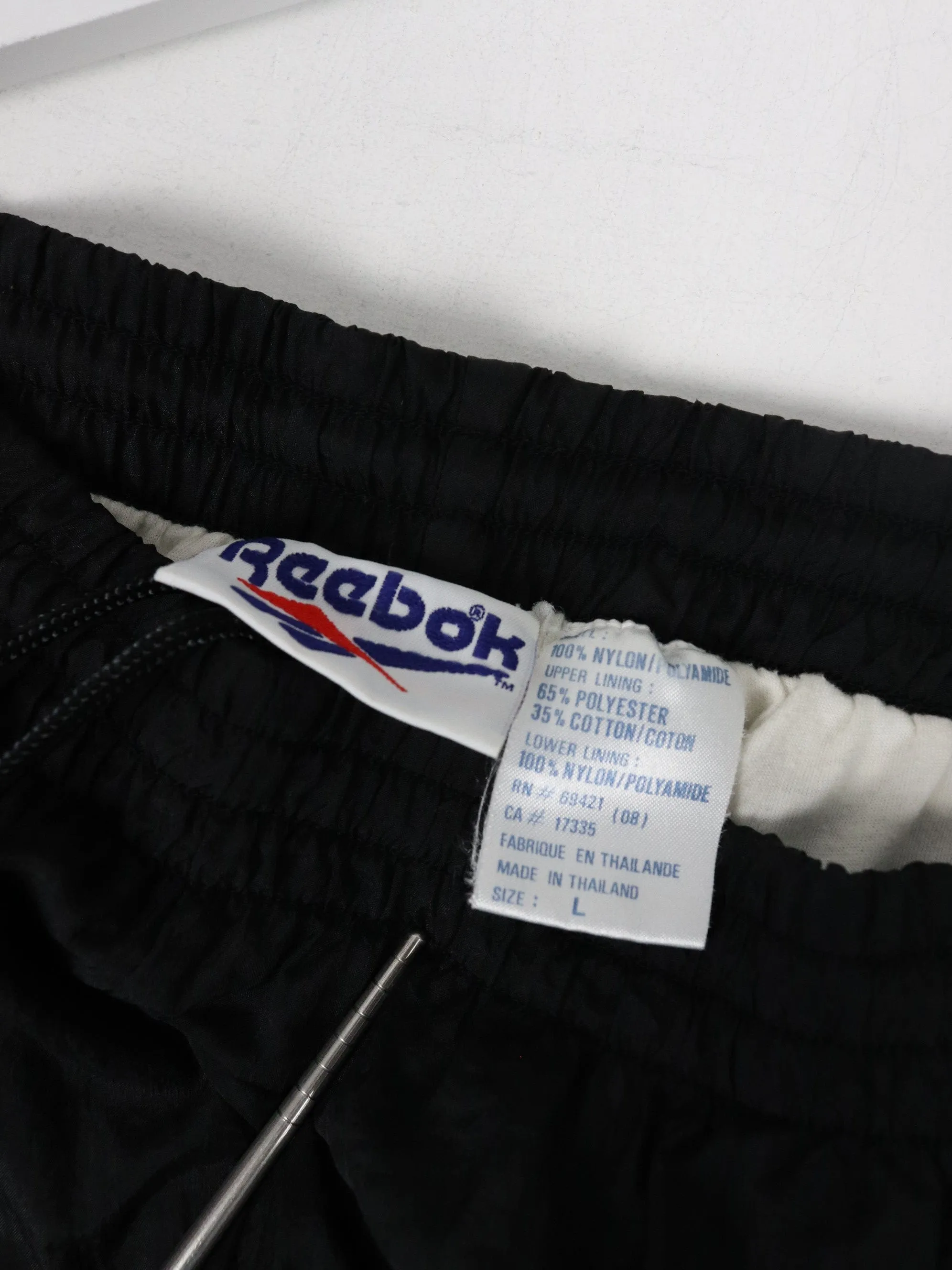 Vintage Reebok Pants Mens Large Black Track Athletic Lined