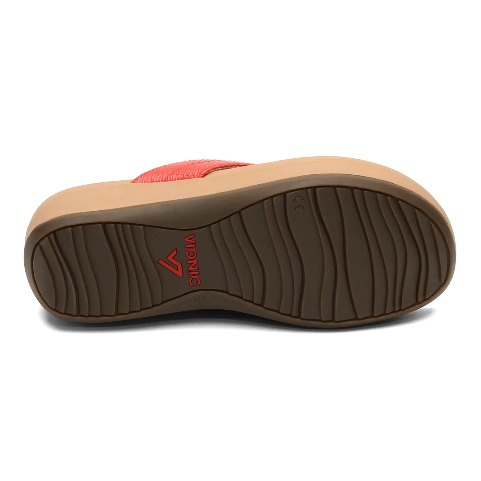 Vionic Women's Pacific Pilar Wedge Sandal - Cherry