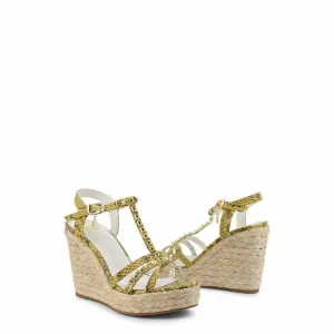 Yellow Snakeskin Wedges